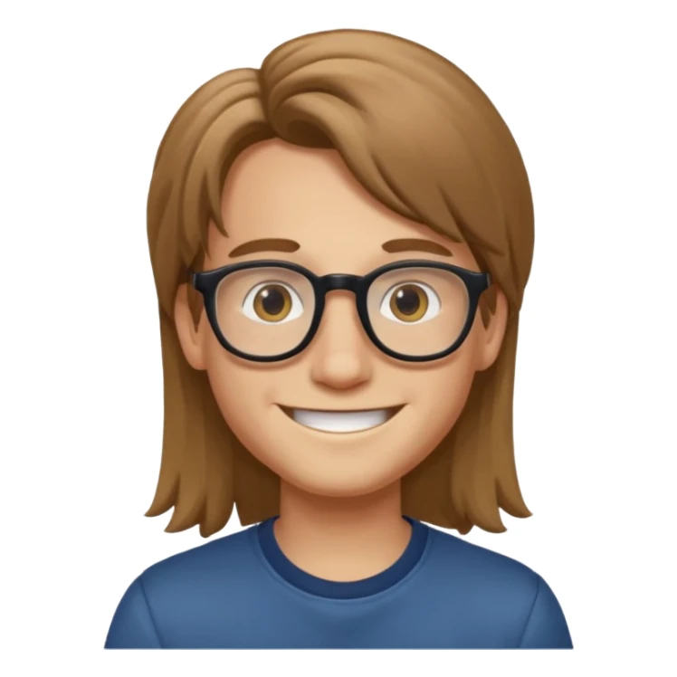 Studio ghibli boy smiling with long hair and glasses sticker