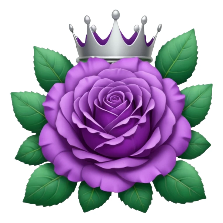Purple rose with silver crown and a leaf wreath sticker