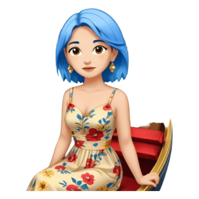 venice gondolier woman fat earring wearing blue hair sticker