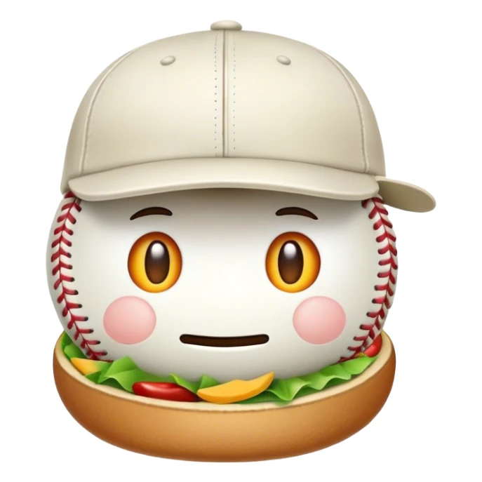 A baseball hat as food sticker