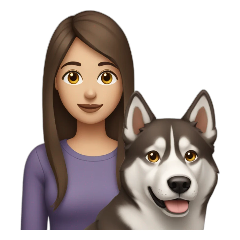 woman with straight brown hair with husky sticker