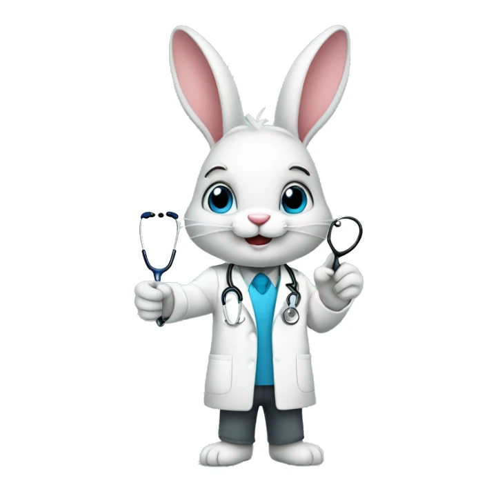 Doctor bunny with stethoscope and pointing forward sticker