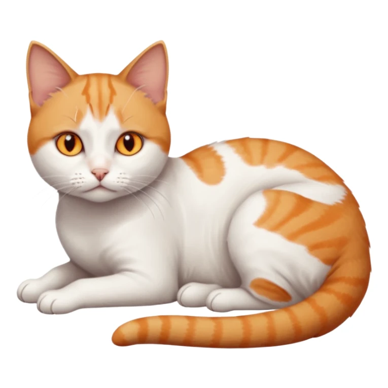full body sad tiny short hair ginger and white cat with orange eyes lying down sticker
