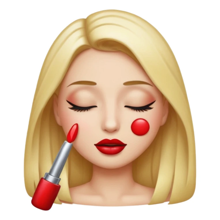 A emoji with red lipgloss and closed eyes with eye makeup and nail extentions sticker