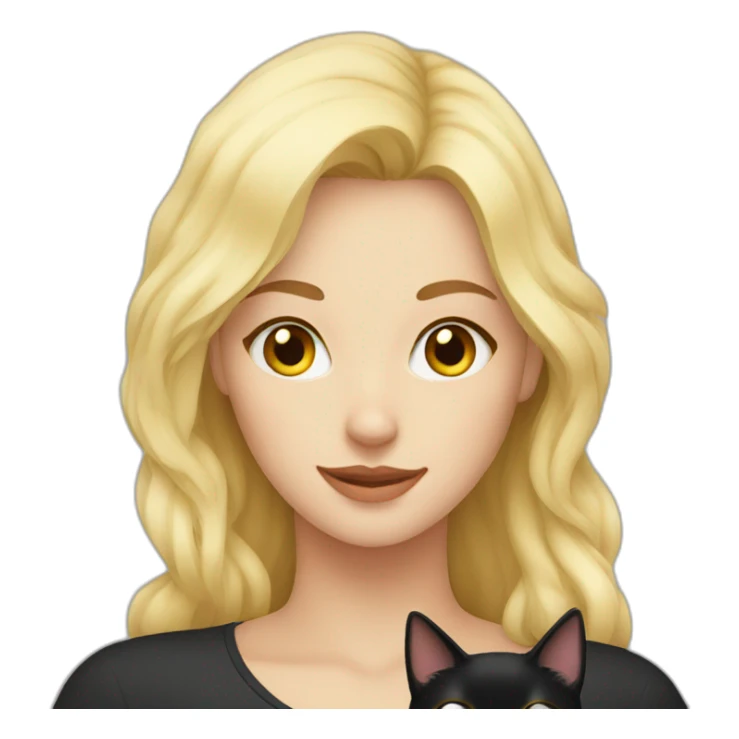 blond woman cuddles black cat sticker