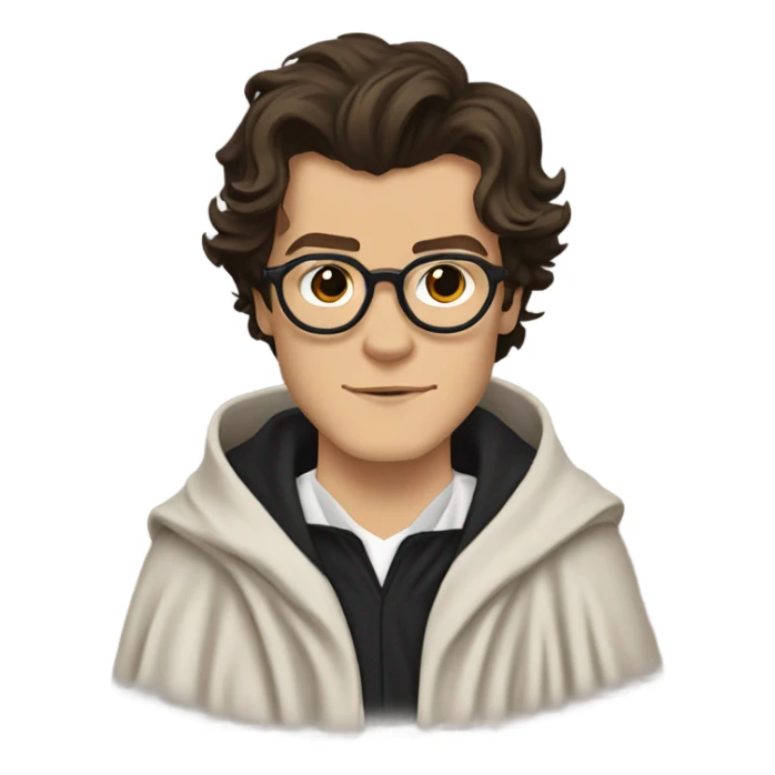 harry styles with a harry potter scar and glasses and wizards robes sticker
