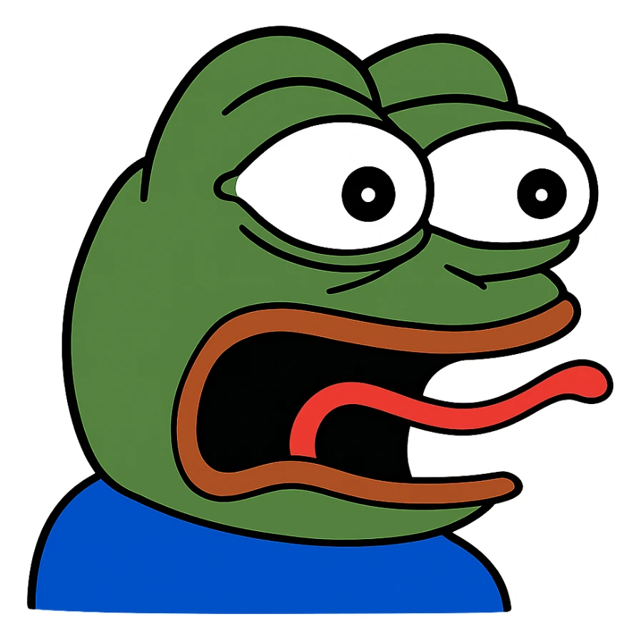 surprised Пэпэ meme with wide eyes and open mouth sticker