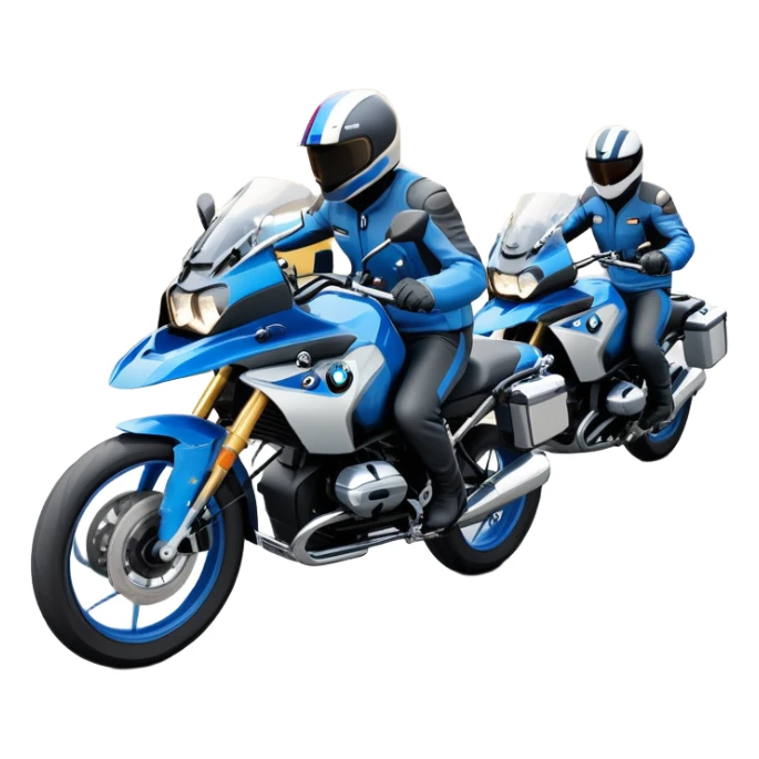 group of BMW motorcycles touring together on road sticker