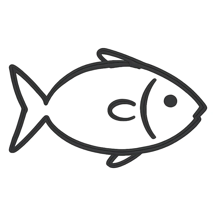 hand drawn outlined icon of a fish, no fill sticker