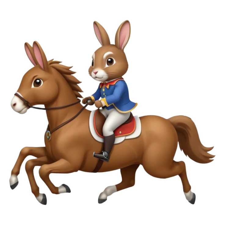 Exciting rabbit galloping on the back of a horse sticker