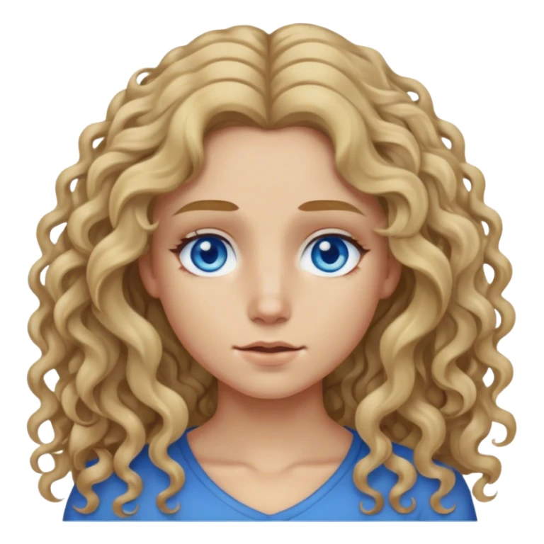 dirty blonde blue eyes long curly hair middle part sticker