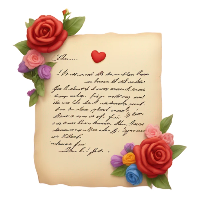 Love letter with flowers and kiss  sticker