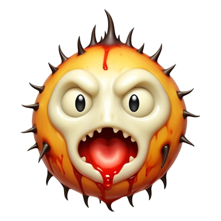 A bulbous, asymmetrical being with flesh resembling melted wax that continuously reforms into different nightmarish faces, its body covered in thorn-like protrusions that inject hallucinogenic compounds on contact.

 sticker