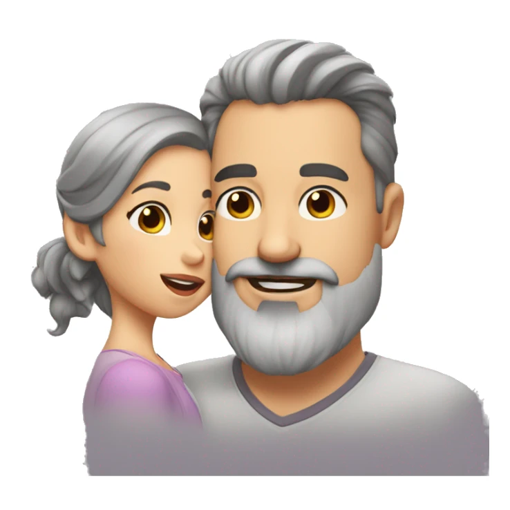  Grey Goatee beard man kisses   girl sticker