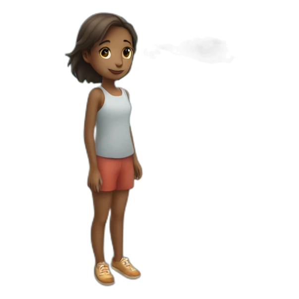 A girl stands by the sea and sees a plane in the sky sticker