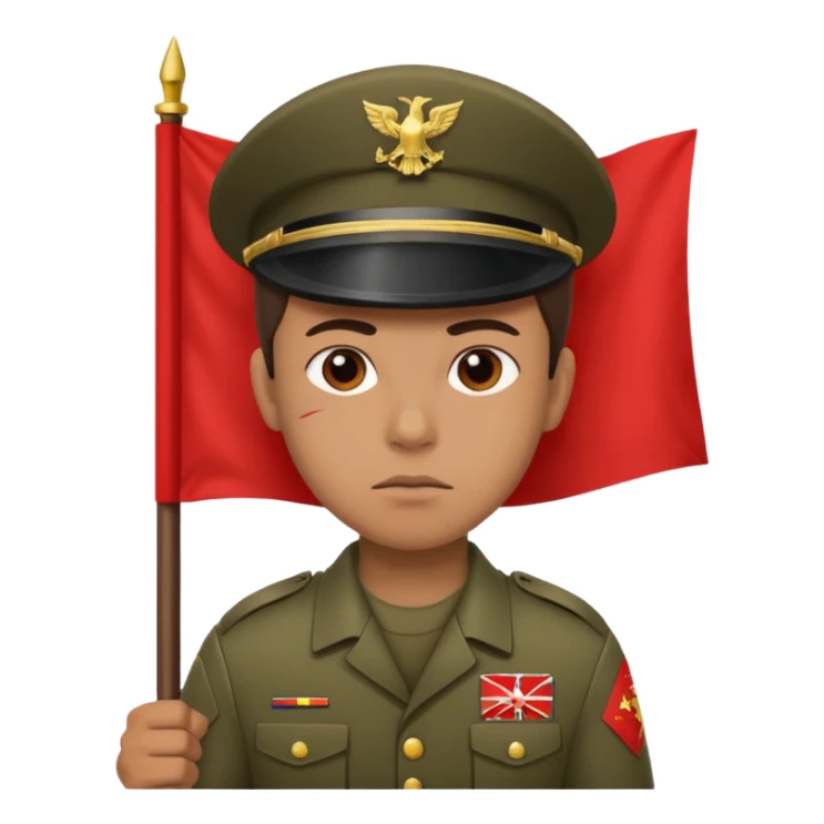 souldier caryying red flag sticker