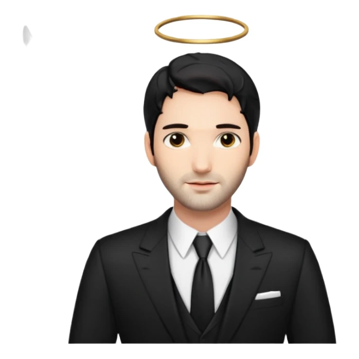 Lucifer (Tom Ellis) sous sa forme angélique, avec ses grandes ailes blanches et son costume comme dans la série. sticker