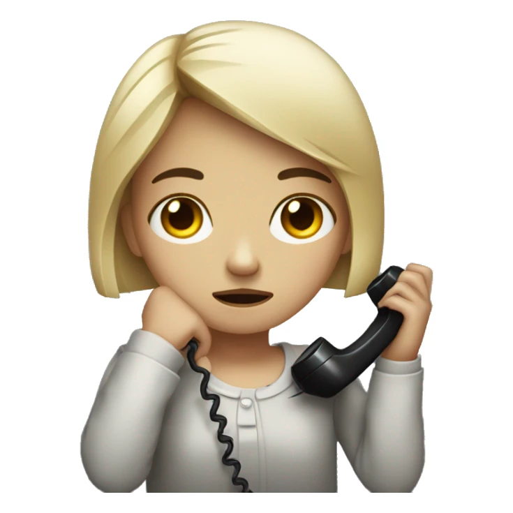 sad girl with a telephone receiver sticker