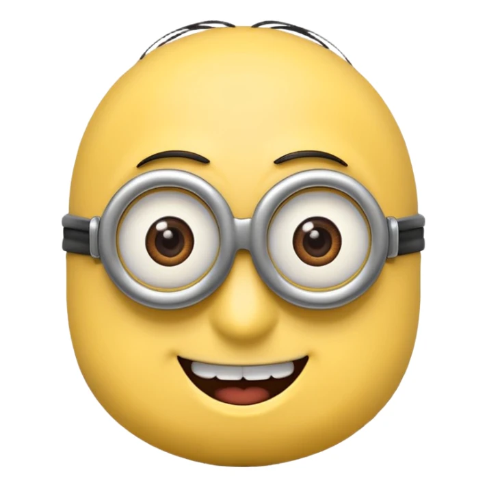 Minion emoji with a round head like normal emojis and a smurk 😏 sticker