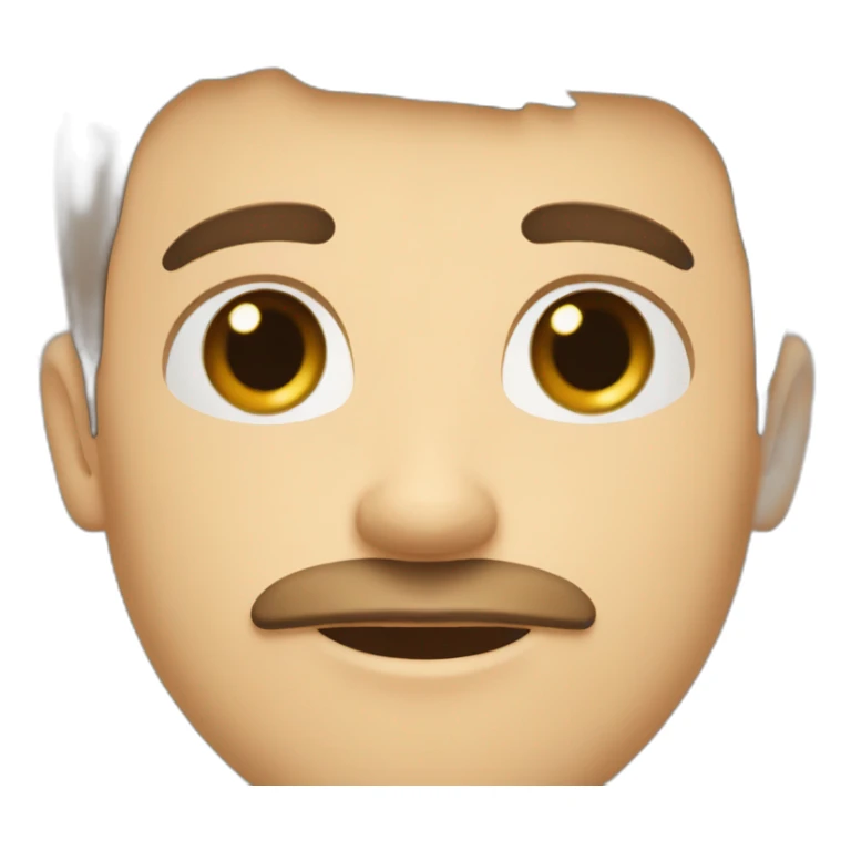 A young Caucasian man with dark brown eyes, almond-shaped eyes, short dark brown hair, and a small dark brown beard with a more prominent mustache. sticker