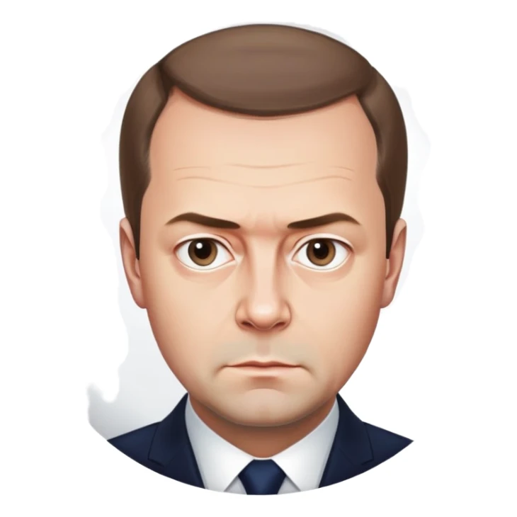 Dmitry Medvedev, round face, polished and smooth, realistic facial features, serious expression sticker
