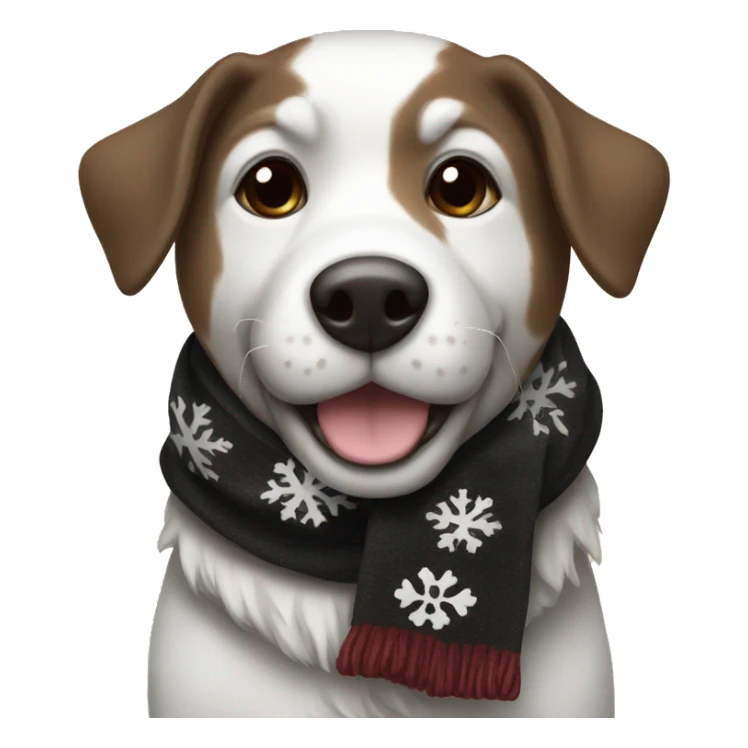 Dog black and brown and white with a christmas scarf sticker