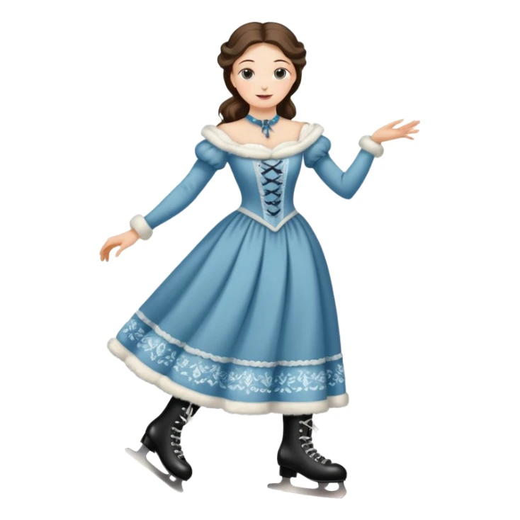 Victorian ice skater in a long dress sticker
