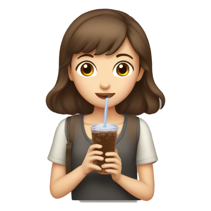 brown hair girl drinking boba  sticker
