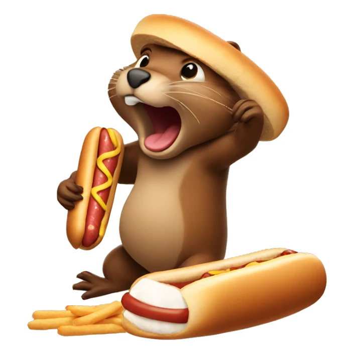 beaver eating hot dog sticker