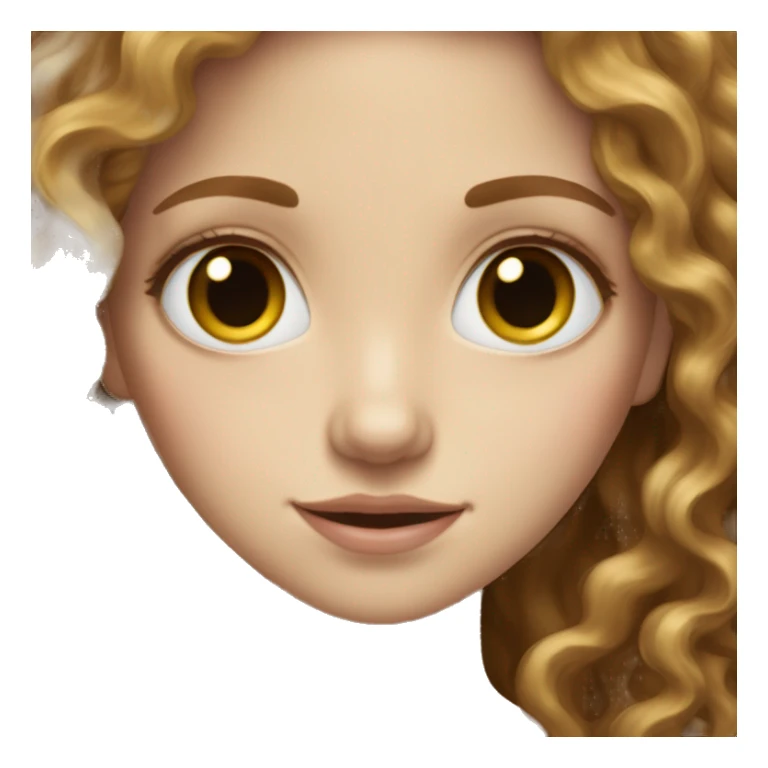 Pale Girl long curly brown hair hazel eyes  sticker