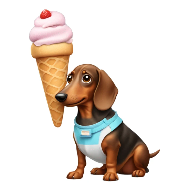 Sausage dog holding an ice cream  sticker