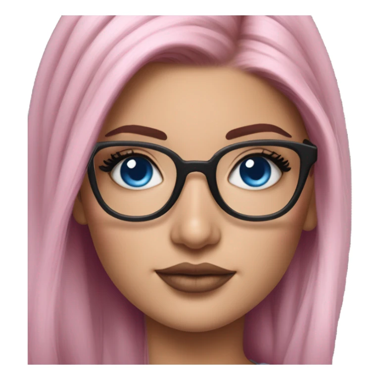 Hyper Realistic kylie jenner cute pink hair blue eyes and glasses  sticker