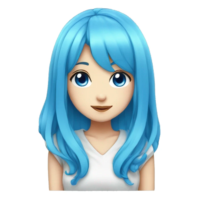 blue haired kawaii anime girl with blue eyes sticker