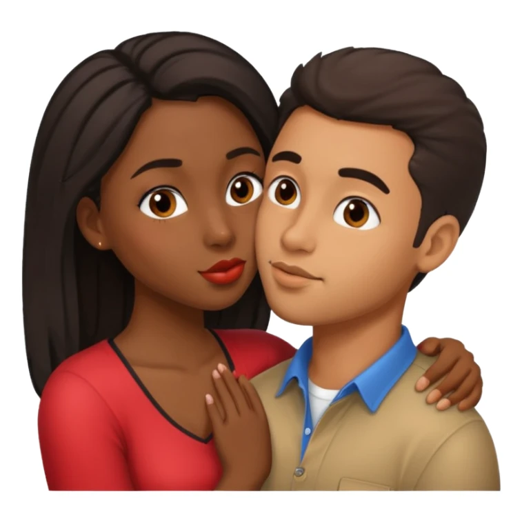black girl giving hispanic guy a kiss on cheek sticker