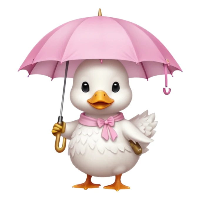 Pink duckling wearing a whote dress with an umbrella  sticker