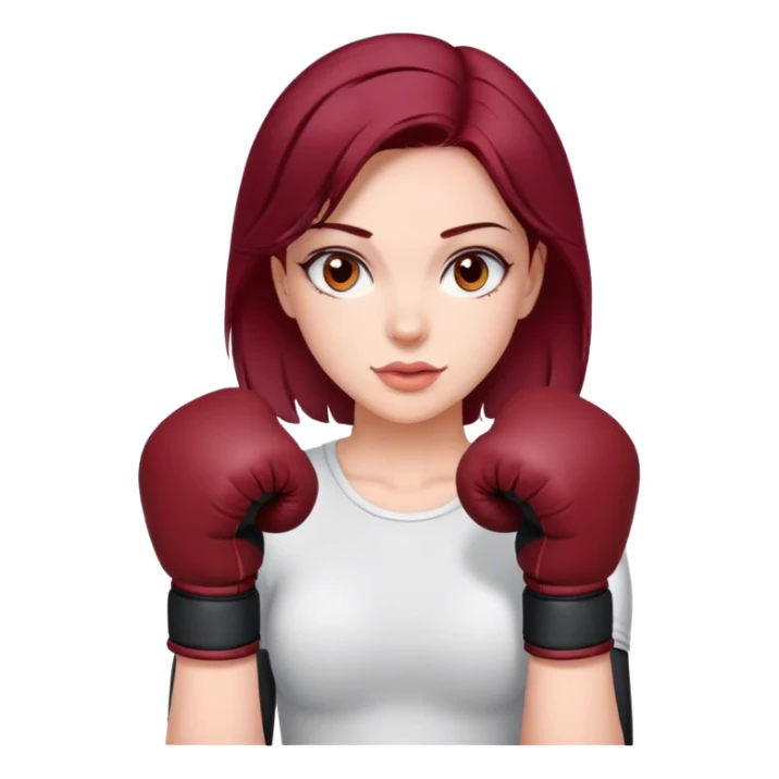 Burgundy beatiful long hair brunette with boxer gloves sticker
