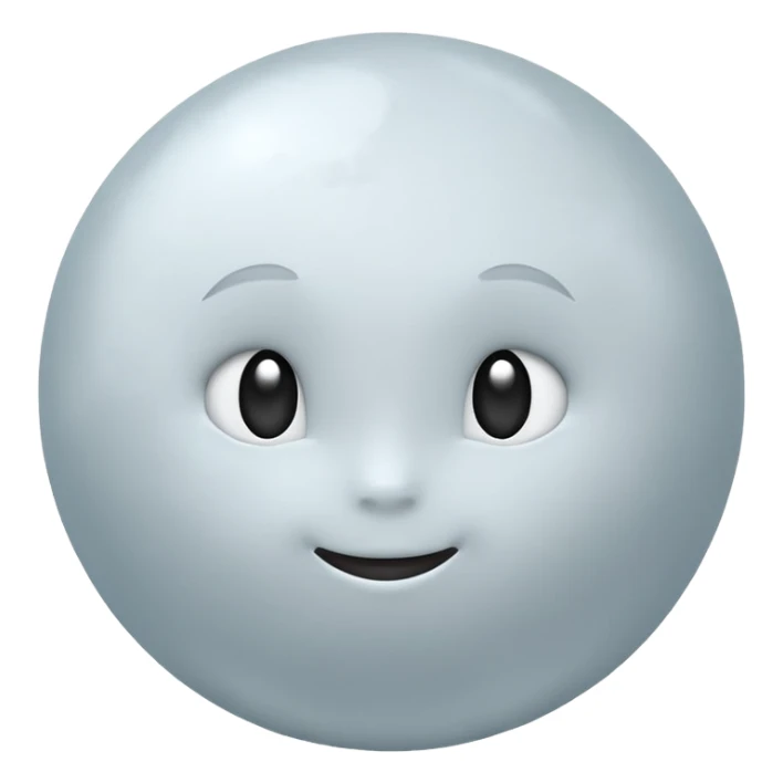 Venus planet emoji, pale grey sphere, gentle milky-white haze, soft cloudy surface, featureless, simple and round sticker