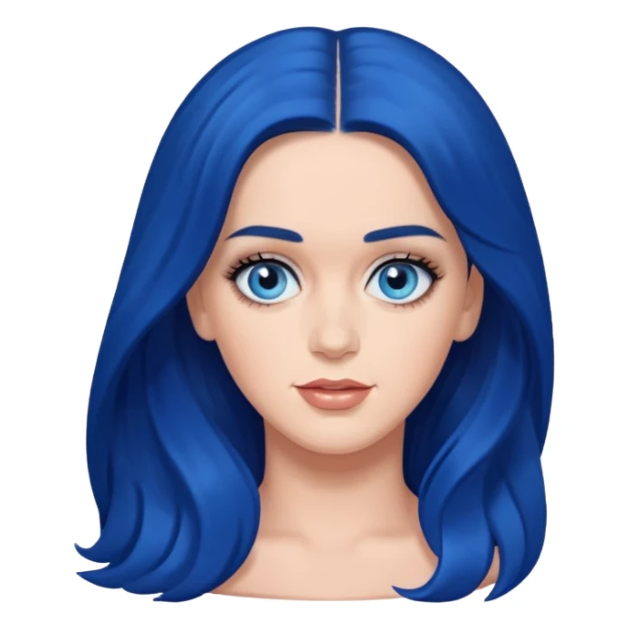 Katy Perry with blue eyes, dark blue long hair sticker
