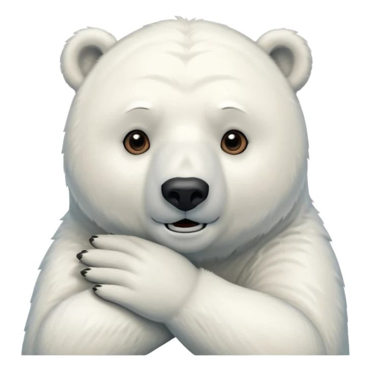 polar bear hald body, hand on chin, wow suprise, half body sticker