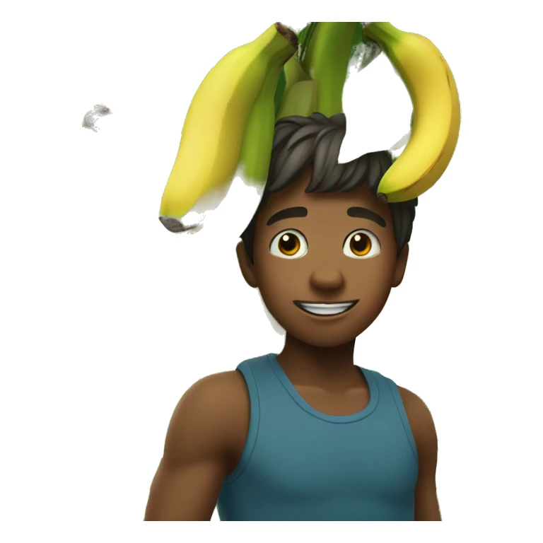  boy with bananas, hanging in a banana tree sticker