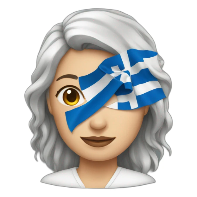 Woman physicist wearing a Greek flag sticker