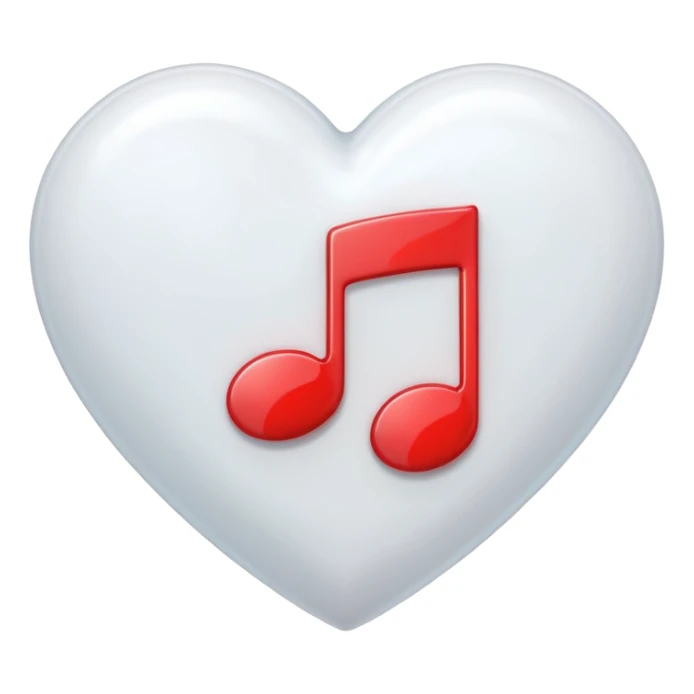 white heart with a music note sticker
