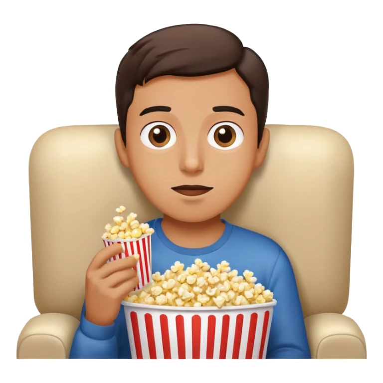 person watching TV with popcorn sticker