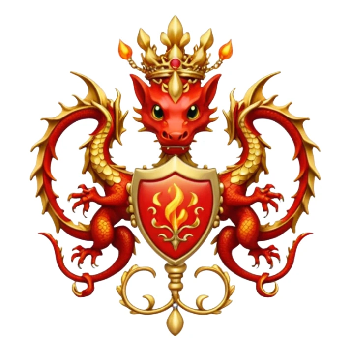 Simple fiery royal Dragon crest/brosch sticker