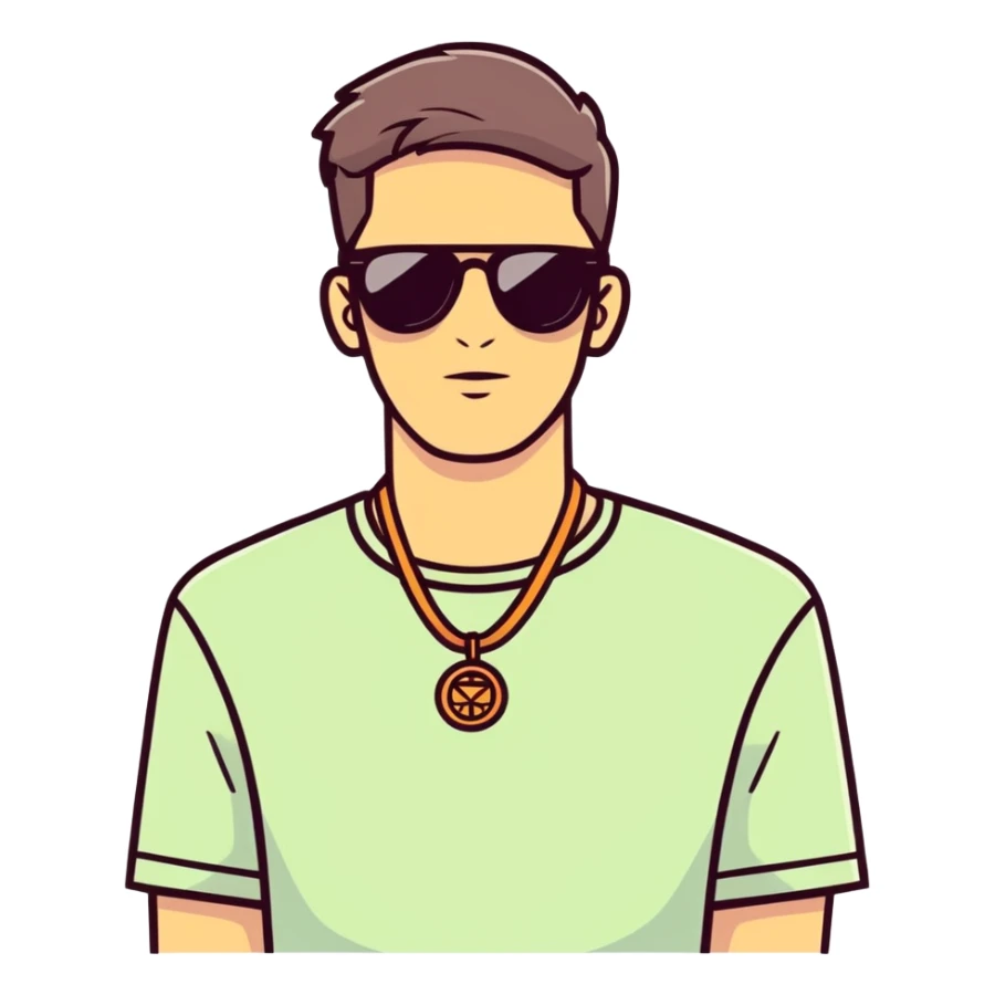 man with sunglasses and necklace sticker