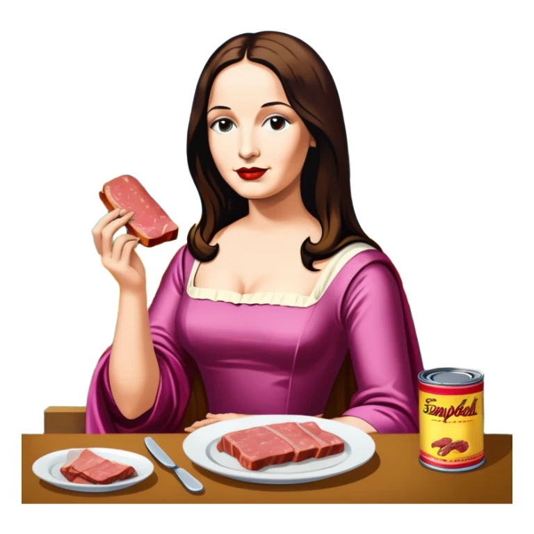 pop art warhol style monalisa SPAM meat slop landscape  sticker