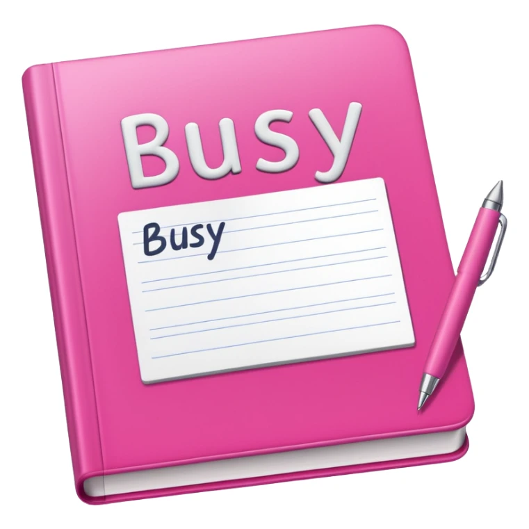 big  pink book and note pen add on it the word BUSY sticker