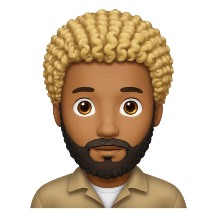 Black man with curly blonde hair and a black beard sticker