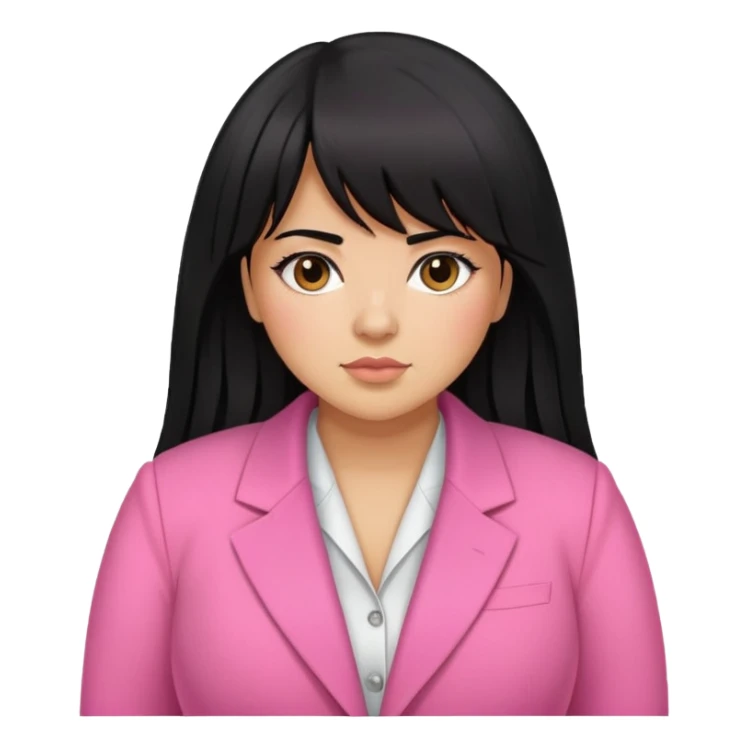 Latina girl with bangs and long layer hair black plus size with pink blazer sticker