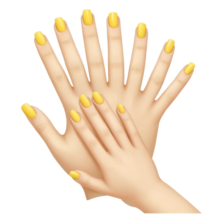Generate a high-quality illustration of a generic hand with yellow nail polish being applied, 5 fingers, flat vector or simple cartoon style, no recognizable person, no facial features, no brand markings, simple white background, high-resolution.
 sticker